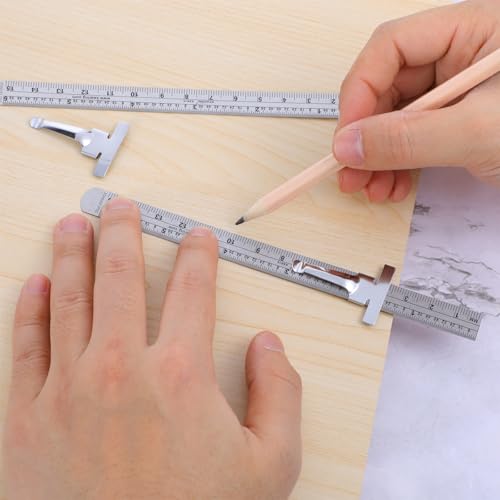 Psyqtsuary 3 PCS Machinist Ruler, 6 Inch 15 Cm Pocket Ruler Flexible Precision Stainless Steel Ruler with Detachable Clips Imperial & Metric Graduations Steel Ruler Slide Rule for Engineering, School, Office - Image 4