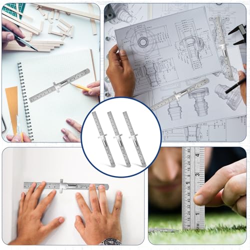 Psyqtsuary 3 PCS Machinist Ruler, 6 Inch 15 Cm Pocket Ruler Flexible Precision Stainless Steel Ruler with Detachable Clips Imperial & Metric Graduations Steel Ruler Slide Rule for Engineering, School, Office - Image 5