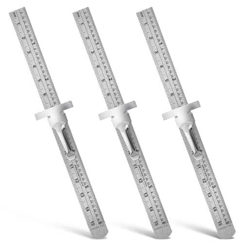 Psyqtsuary 3 PCS Machinist Ruler, 6 Inch 15 Cm Pocket Ruler Flexible Precision Stainless Steel Ruler with Detachable Clips Imperial & Metric Graduations Steel Ruler Slide Rule for Engineering, School, Office - Image 1