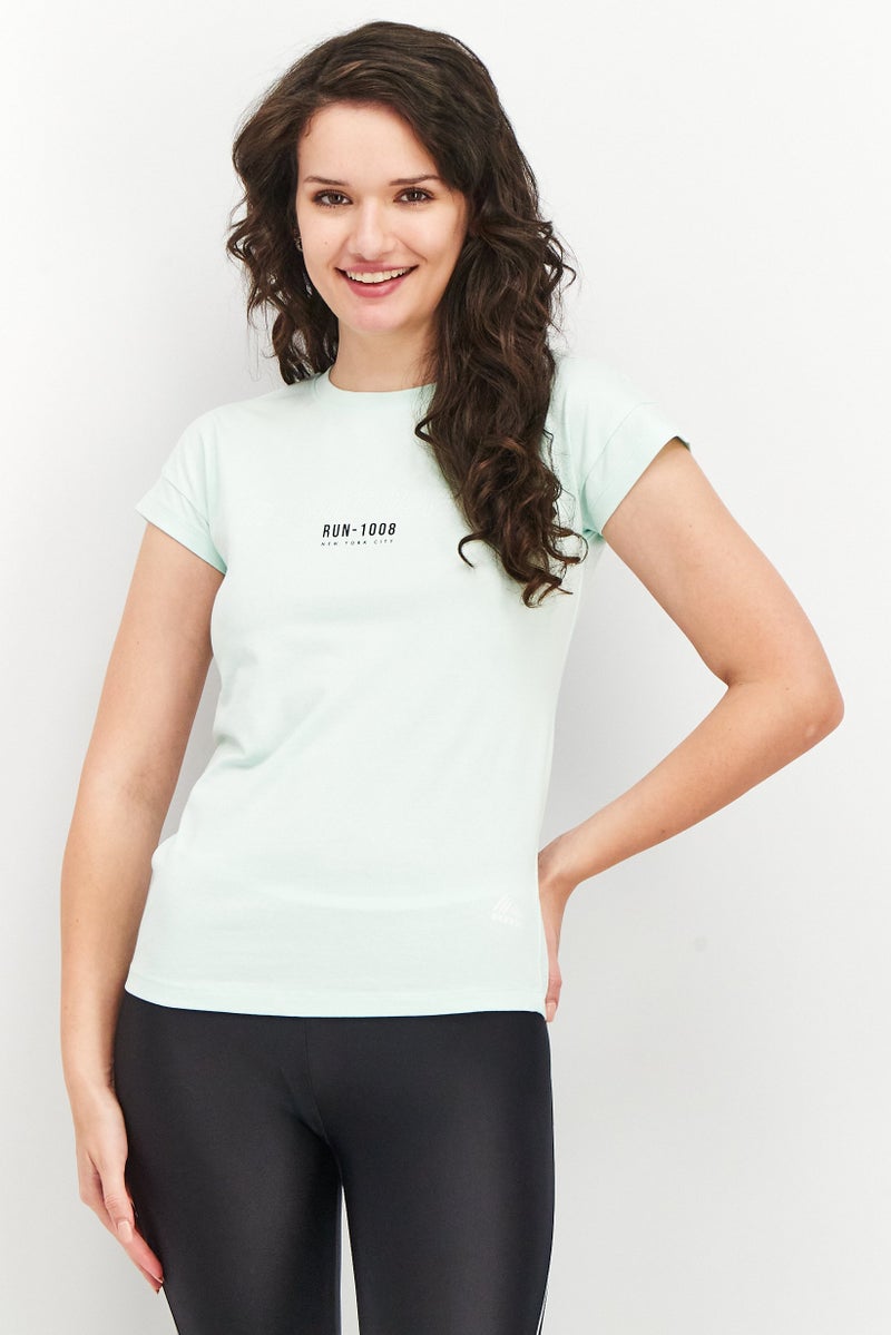 RBX تي شيرت رياضي نسائي بأكمام قصيرة، لون أخضر نعناعي - Image 1