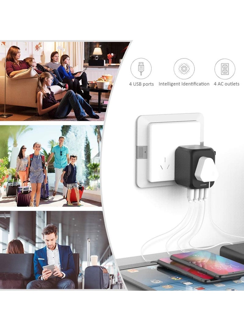 TIGER - International Power Adapter – All-in-One Wall Outlet Adapter Charger  with High-Speed 2.4A 3 USB Ports & 3.0A Type-C, Worldwide Travel Plug Adapter for Universal Use – Compatible with 150+ Countries - Image 1