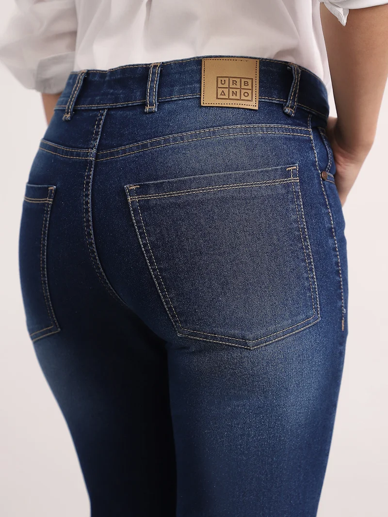 Urbano Fashion  Urbano Fashion Women's Dark Blue Mid Rise Bootcut Washed Jeans Stretchable  | Best Price UAE
