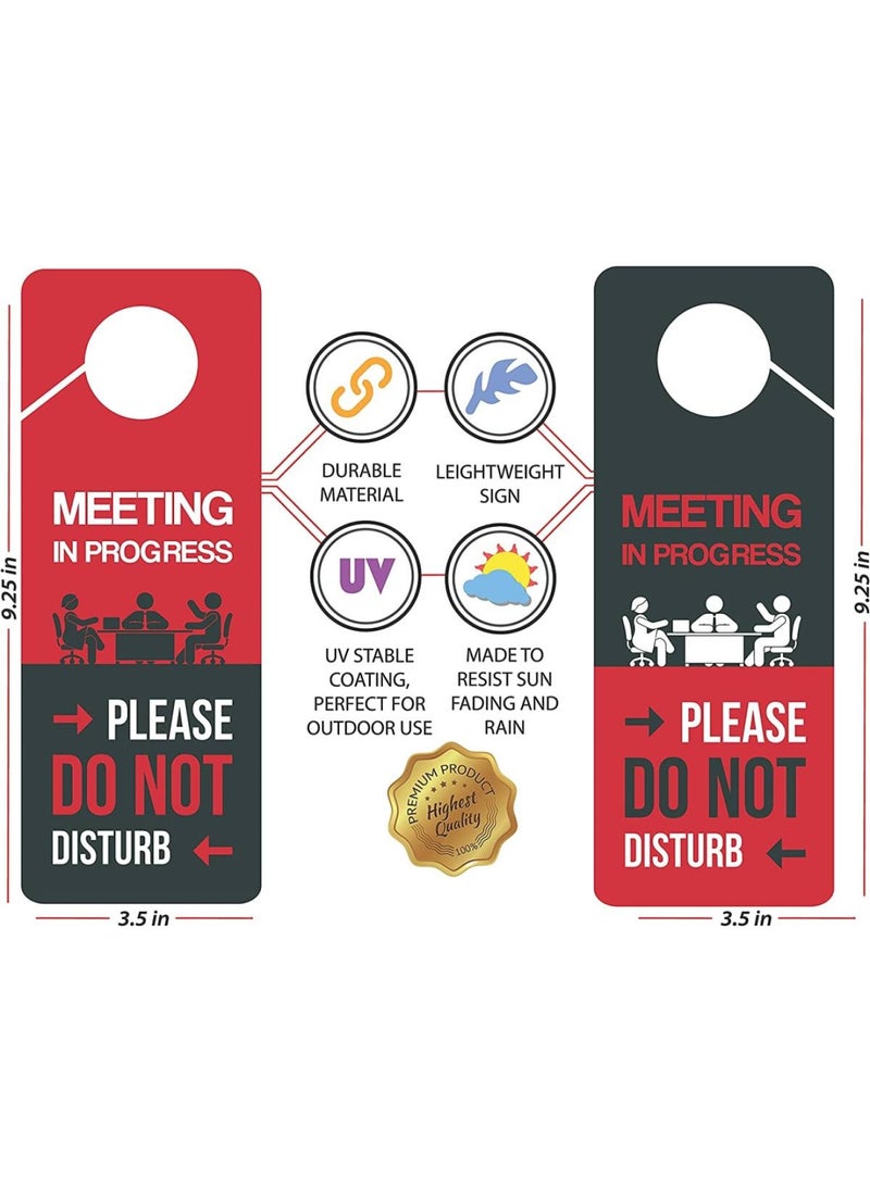 BPA - Business Design Meeting In Progress Do Not Disturb Door Hanger Sign 2 Pack Double Sided Ideal for Offices Online Sessions and Meetings Online Classes Home Offices Counseling - Image 1