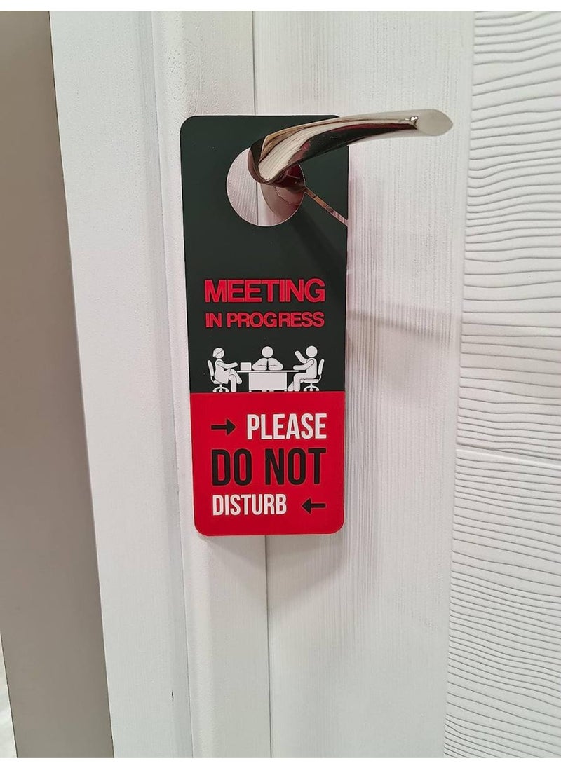 BPA - Business Design Meeting In Progress Do Not Disturb Door Hanger Sign 2 Pack Double Sided Ideal for Offices Online Sessions and Meetings Online Classes Home Offices Counseling - Image 1