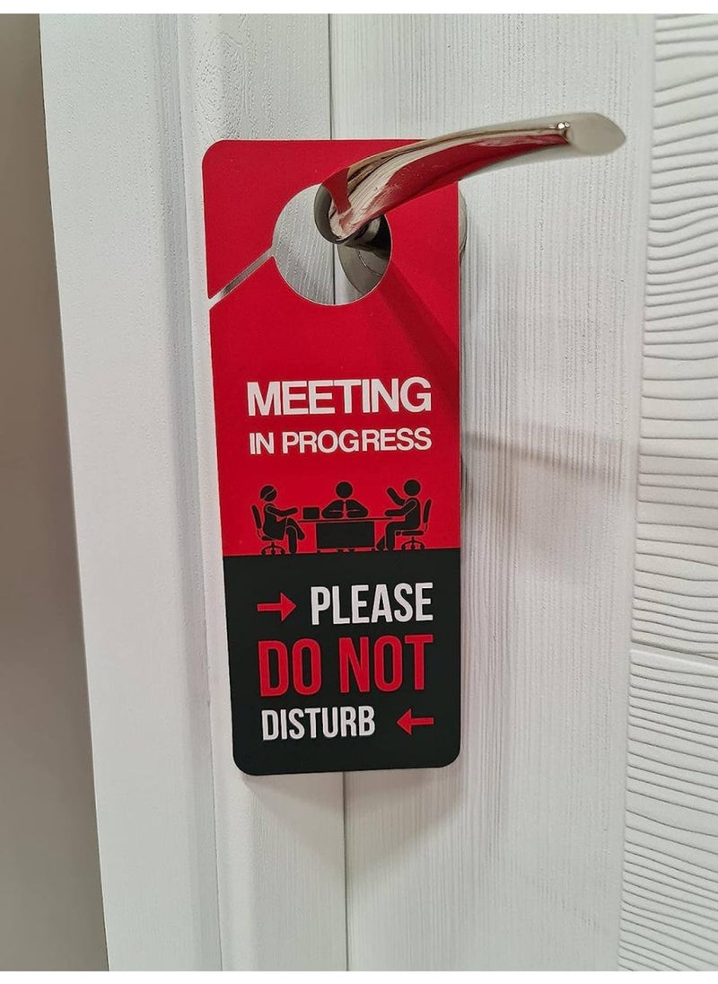 BPA - Business Design Meeting In Progress Do Not Disturb Door Hanger Sign 2 Pack Double Sided Ideal for Offices Online Sessions and Meetings Online Classes Home Offices Counseling - Image 1