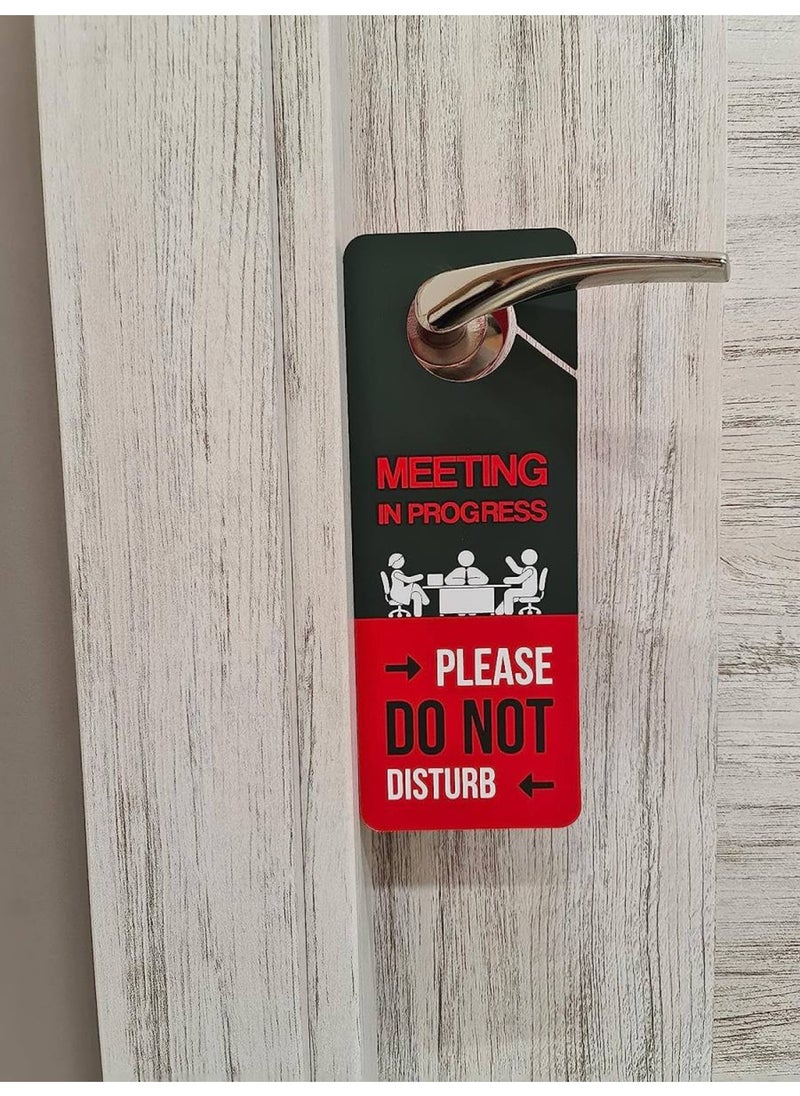 BPA - Business Design Meeting In Progress Do Not Disturb Door Hanger Sign 2 Pack Double Sided Ideal for Offices Online Sessions and Meetings Online Classes Home Offices Counseling - Image 1
