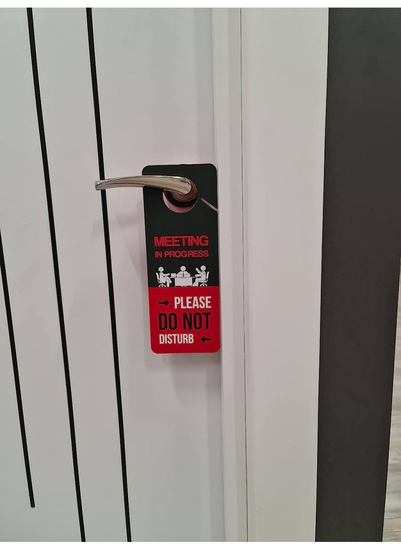 BPA - Business Design Meeting In Progress Do Not Disturb Door Hanger Sign 2 Pack Double Sided Ideal for Offices Online Sessions and Meetings Online Classes Home Offices Counseling - Image 1