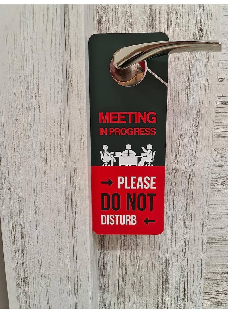 BPA - Business Design Meeting In Progress Do Not Disturb Door Hanger Sign 2 Pack Double Sided Ideal for Offices Online Sessions and Meetings Online Classes Home Offices Counseling - Image 1