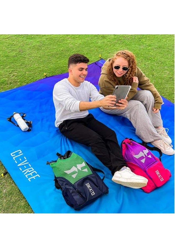 CLEVEREE® Sports Mesh Backpack for Travel, Swimming, Football, Beach. Basketball, Gym - Breathable - Waterproof pocket - Shoe Compartment Pocket (Green Champ) - Image 4