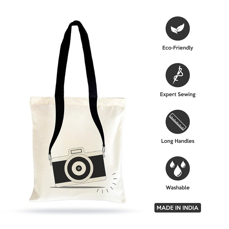 Ecotribe Fashionable Design Tote Bags Women Shoulder Bag-Printed Silhoutte Cotton Bag-Zipper-Ecofriendly Travel Bag-Pack of 2 - Image 4