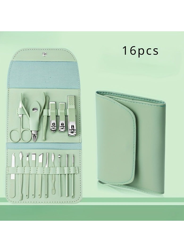 Professional Manicure Pedicure Set, Stainless Steel Nail Clippers, Cuticle Nippers, Grooming Tools With Portable Travel Case, Classic Style Cutter Kit For Personal Care - Image 1