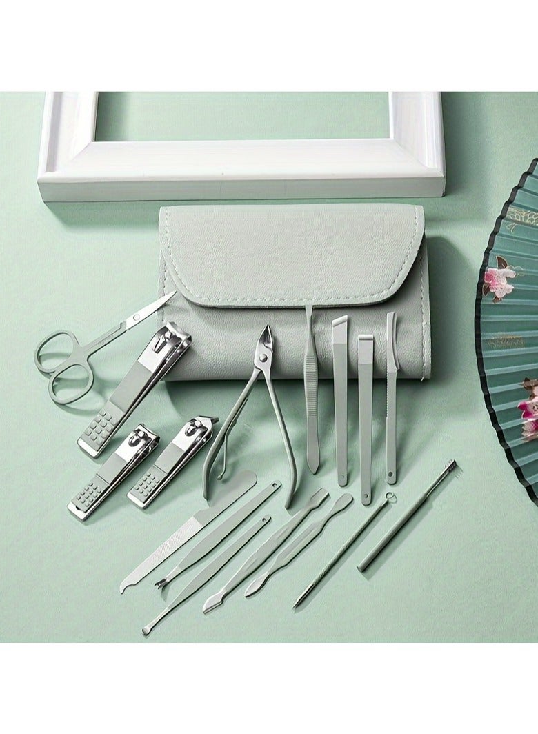 Professional Manicure Pedicure Set, Stainless Steel Nail Clippers, Cuticle Nippers, Grooming Tools With Portable Travel Case, Classic Style Cutter Kit For Personal Care - Image 3