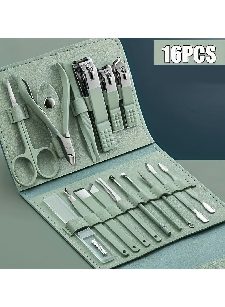 Professional Manicure Pedicure Set, Stainless Steel Nail Clippers, Cuticle Nippers, Grooming Tools With Portable Travel Case, Classic Style Cutter Kit For Personal Care - Image 2