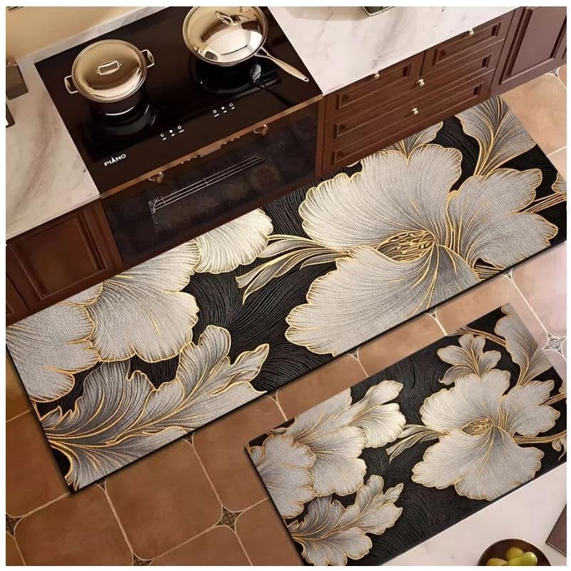 Calyrex Kitchen Rug 2Piece NonSlip Washable Kitchen Mats and Rug Runner Set WaterAbsorbent and DirtRepellent Kitchen Floor Mat - Image 1
