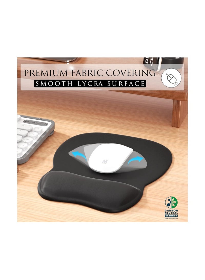 MROCO Ergonomic Mouse Pad with Gel Wrist Rest, Comfortable Mousepad with Smooth Wrist Support Surface and Non-Slip PU Base for Pain Relief, Computer, Laptop, Office & Home, 9.4 x 8.1 in, Black Color - Image 2