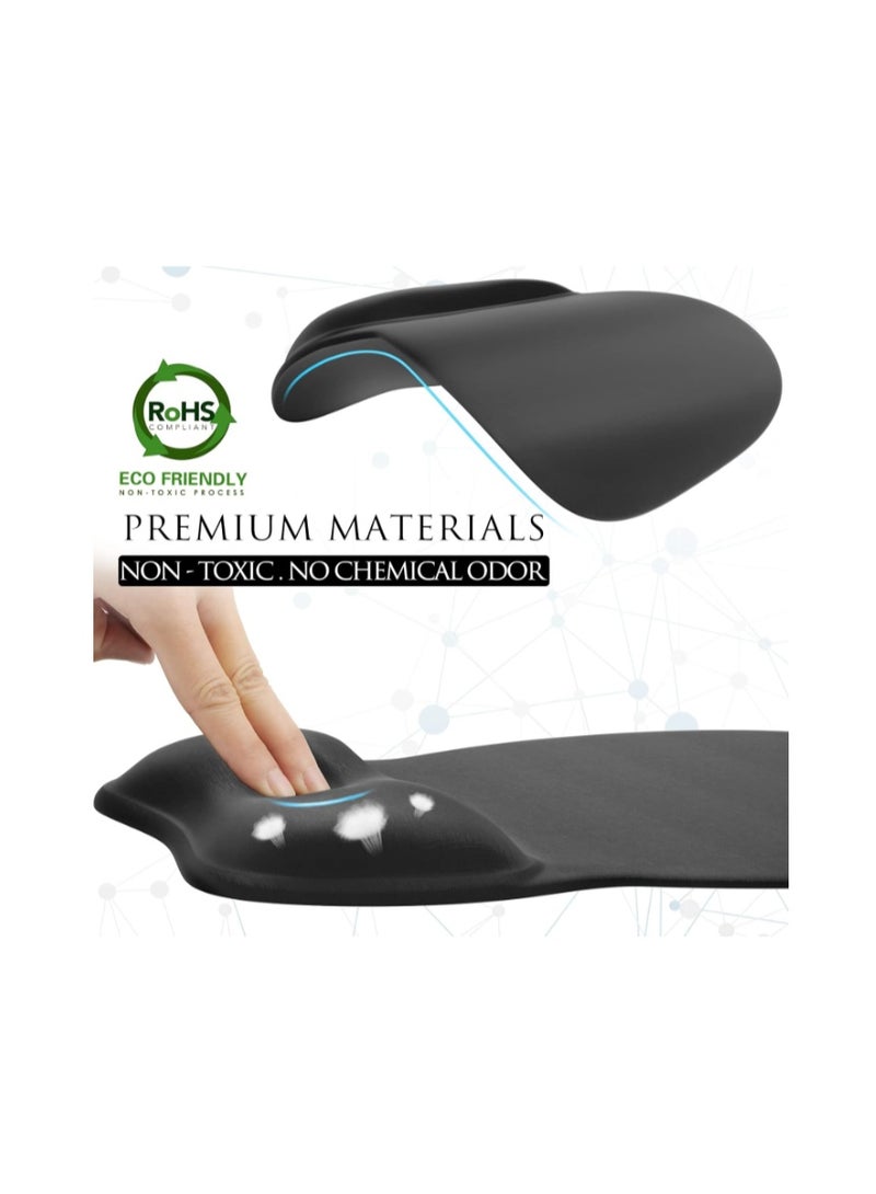 MROCO Ergonomic Mouse Pad with Gel Wrist Rest, Comfortable Mousepad with Smooth Wrist Support Surface and Non-Slip PU Base for Pain Relief, Computer, Laptop, Office & Home, 9.4 x 8.1 in, Black Color - Image 5