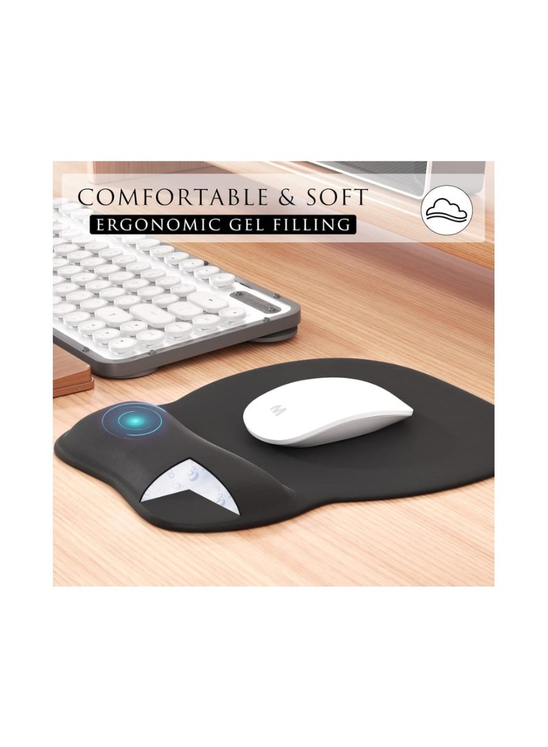 MROCO Ergonomic Mouse Pad with Gel Wrist Rest, Comfortable Mousepad with Smooth Wrist Support Surface and Non-Slip PU Base for Pain Relief, Computer, Laptop, Office & Home, 9.4 x 8.1 in, Black Color - Image 4