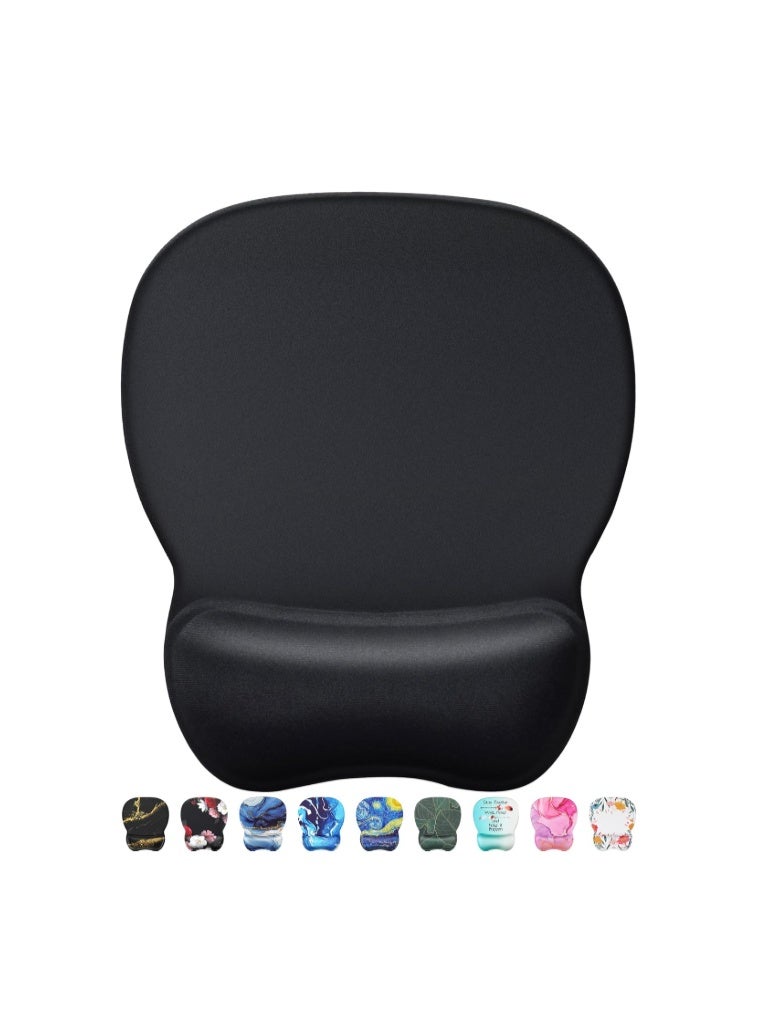 MROCO Ergonomic Mouse Pad with Gel Wrist Rest, Comfortable Mousepad with Smooth Wrist Support Surface and Non-Slip PU Base for Pain Relief, Computer, Laptop, Office & Home, 9.4 x 8.1 in, Black Color - Image 1