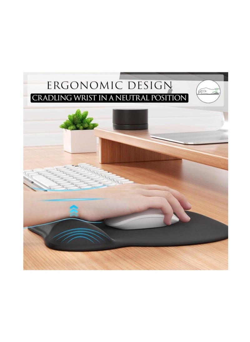 MROCO Ergonomic Mouse Pad with Gel Wrist Rest, Comfortable Mousepad with Smooth Wrist Support Surface and Non-Slip PU Base for Pain Relief, Computer, Laptop, Office & Home, 9.4 x 8.1 in, Black Color - Image 3