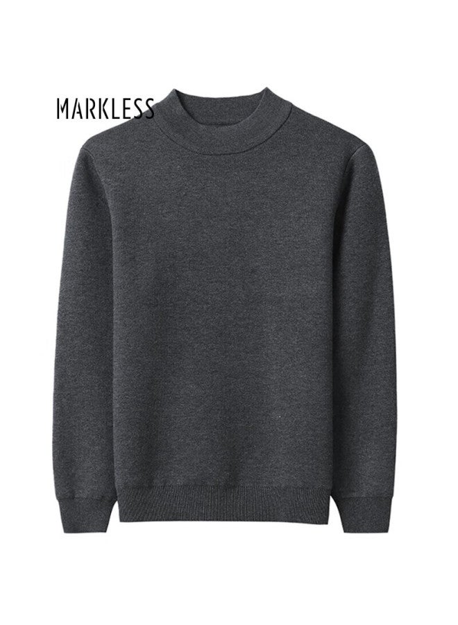Markless Men's Sweater Autumn Winter Warm Loose Casual Half Turtleneck Knit Pullover 1713 Deep Space Gray 3XL - Image 1