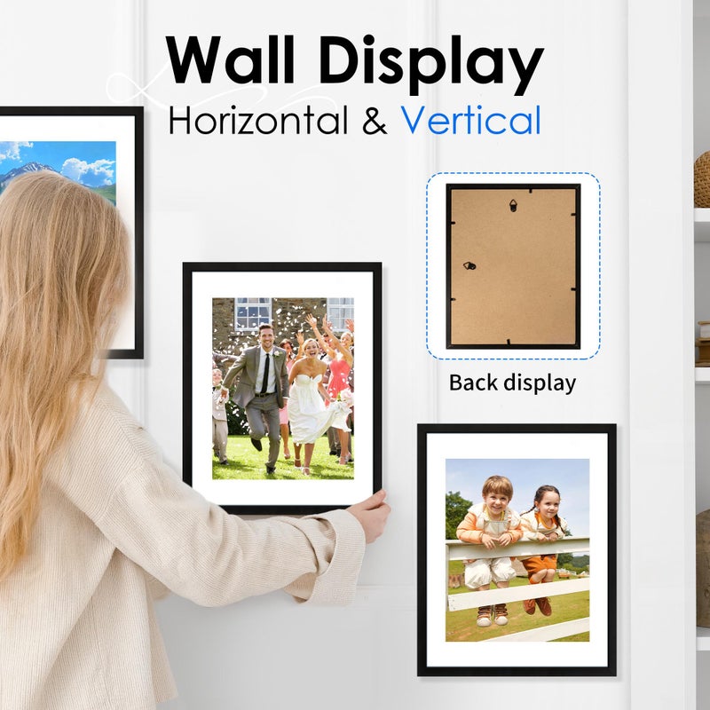 FIXSMITH 11x14 Picture Frame Bulk-4 Pack  Photo Frame with HD Plexiglass  Display Pictures 8x10 with Mat or 11x14 Without Mat  Black Picture Frames Collage Wall Decor  Gallary Wall Frame - Image 5