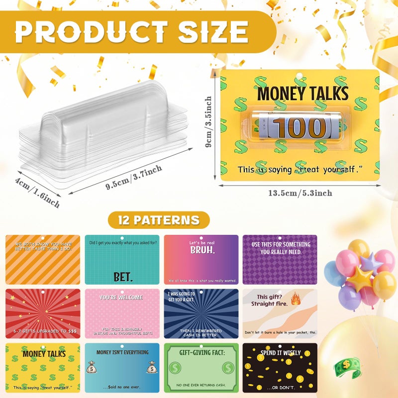 Tinlade 12 Pcs Funny Cash Gift Cards Money Holder Ornaments for Gifting Cash Checks Variety Fund Designs with Plastic Cover and Adhesive Birthday Holiday Gag Gifts for Men Women(Phrases Collage Style) - Image 2