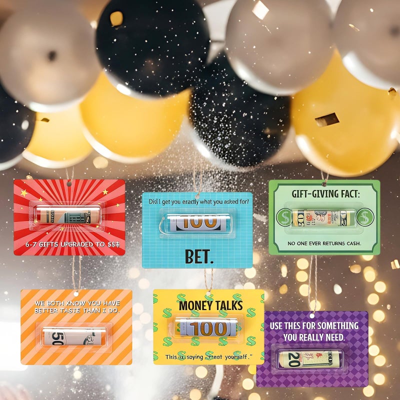 Tinlade 12 Pcs Funny Cash Gift Cards Money Holder Ornaments for Gifting Cash Checks Variety Fund Designs with Plastic Cover and Adhesive Birthday Holiday Gag Gifts for Men Women(Phrases Collage Style) - Image 5