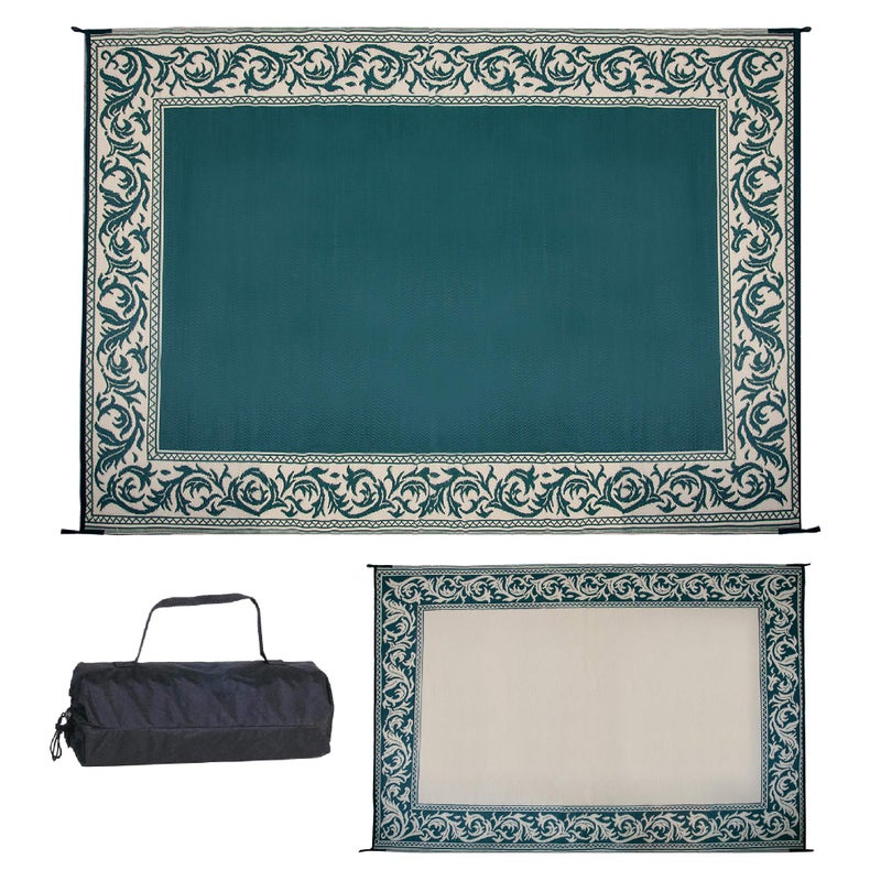 Stylish Camping Ming's Mark RD4 Stylish Camping Reversible Classical Patio Mat - 6' x 9', Green/Beige - Image 1