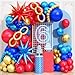Isndare Red Blue Gold Balloons Arch Royal Blue Red Gold Balloons Garland Metallic Blue Gold Latex Balloons with Explosion Star Foil Balloon Gold Long Balloons for Birthday Party Decorations Superhero Circus - Image 2