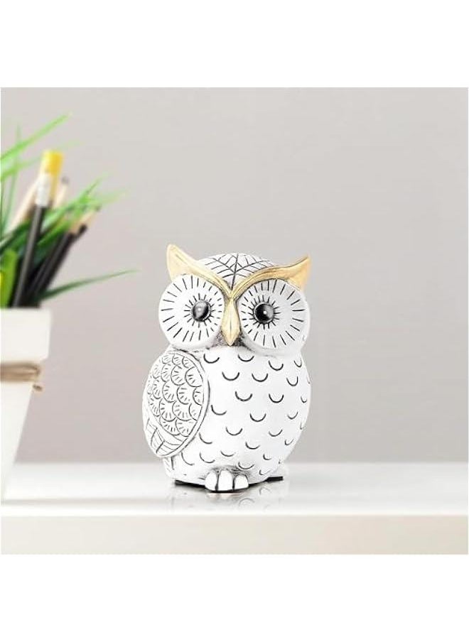 HOOKOR Owls Statue for Home Decor Accents,Owl Decor for Bookshelf Bedroom Living Room Office Table Desk Mantle TV Stand Boho Decoration,Modern Shelf Decor Accents Animal Sculptures for Birds Lovers,Owls Gi  - Image 2