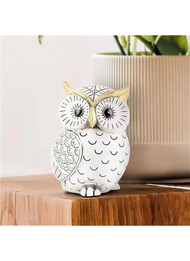 HOOKOR Owls Statue for Home Decor Accents,Owl Decor for Bookshelf Bedroom Living Room Office Table Desk Mantle TV Stand Boho Decoration,Modern Shelf Decor Accents Animal Sculptures for Birds Lovers,Owls Gi  - Image 3