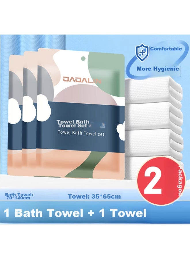 JAJALIN Jajalin Disposable Towel And Bath Towel Travel Toiletry Set [2-piece Set], Portable Face Towels For Business Trips, Hotel Stays - Image 1