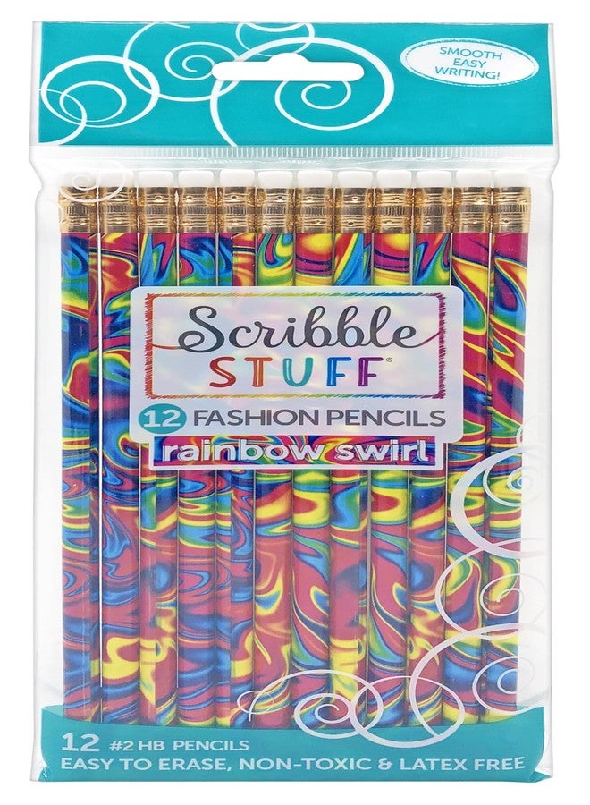 RoseArt Scribble Stuff Fashion Pencil Pack, Rainbow Swirl Edition, Unsharpened, Back To School Pencils, 12 Count - Image 1