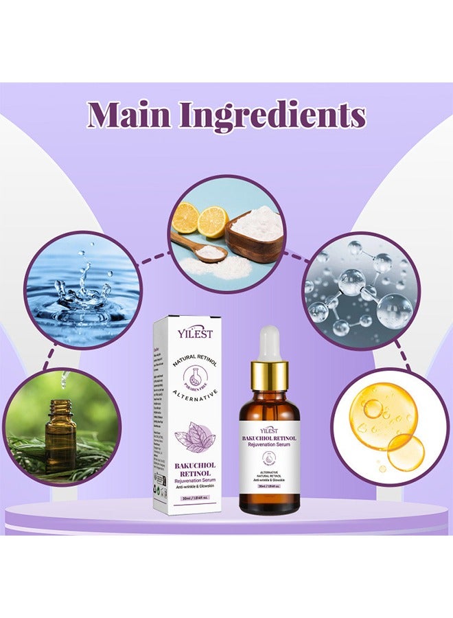 YILEST Bakuchiol Retinol Rejuvenation Serum, Retinol Serum for Wrinkles Retinol Serum Face Serum for All Skin, Retinol Serum Wrinkles for Man&Women 30ml - Image 2