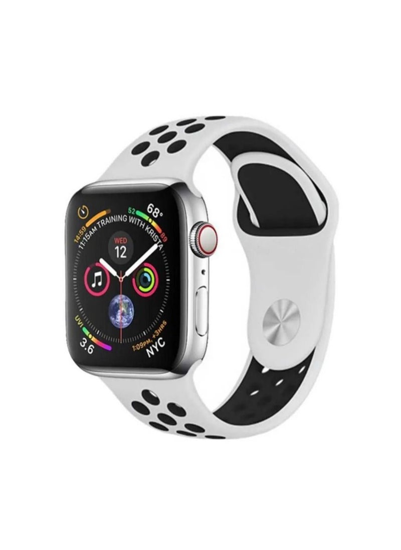 Generic - Apple Watch Band ,Nike Apple Watch Strap for Apple Watch Series 7 / 6 / SE / 5 /42 / 44 / 45 mm Black/White - Image 1