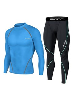 NIBEMINENT Men's Sports Running Set Compression Shirt + Pants Skin-Tight Long Sleeves Quick Dry Fitness Tracksuit Gym Yoga Suits  - Image 1
