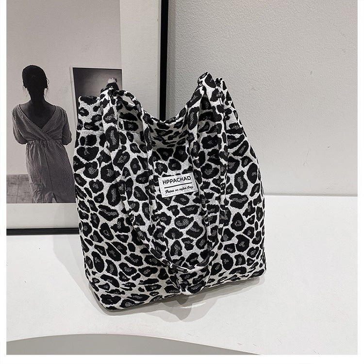 Leopard Print Crossbody Bag For Women 24 Fashionable Korean Style Shoulder Bag Large Capacity Commuter Bag Class Tote Bag - Image 1
