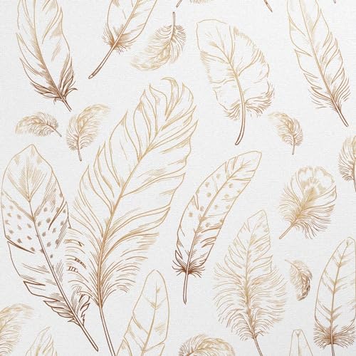 Qianglive White Peel and Stick Wallpaper 17.7"x80" Feather Wallpaper Removable Modern Vinyl Wall Paper Waterproof Contact Paper for Bedroom Living Room - Image 1