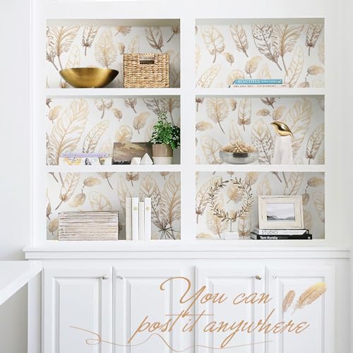 Qianglive White Peel and Stick Wallpaper 17.7"x80" Feather Wallpaper Removable Modern Vinyl Wall Paper Waterproof Contact Paper for Bedroom Living Room - Image 4