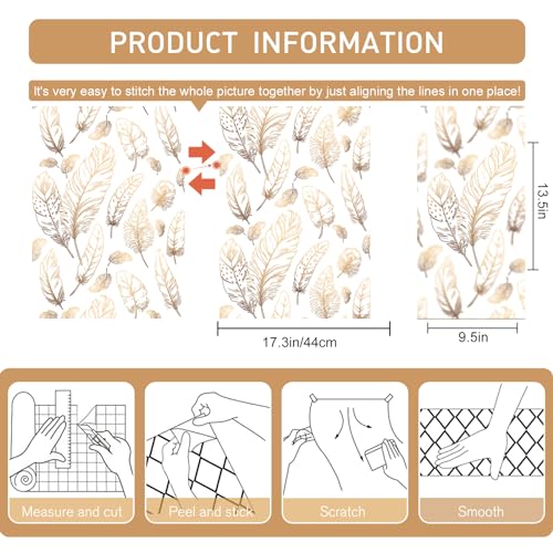 Qianglive White Peel and Stick Wallpaper 17.7"x80" Feather Wallpaper Removable Modern Vinyl Wall Paper Waterproof Contact Paper for Bedroom Living Room - Image 3