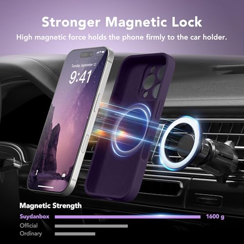 SuydanBox Magnetic for iPhone 16 Pro Max Case, Compatible with MagSafe, [Full Camera Protection][Screen Protector] Silicone Shockproof Protective Phone Case for iPhone 16 Pro Max 6.9", Deep Purple - Image 3