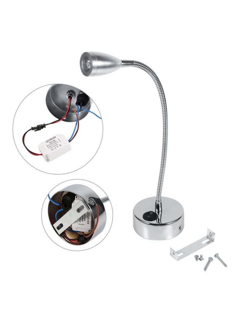 SYOSI LED Wall Lamps, 3W 85-265V Flexible Adjustable Gooseneck Bedroom Bedside Conical Wall Lamp Sconce Reading Light with Knob Switch for Bedroom, Office, Workbench, Studio(with Switch-Warm White) - Image 5