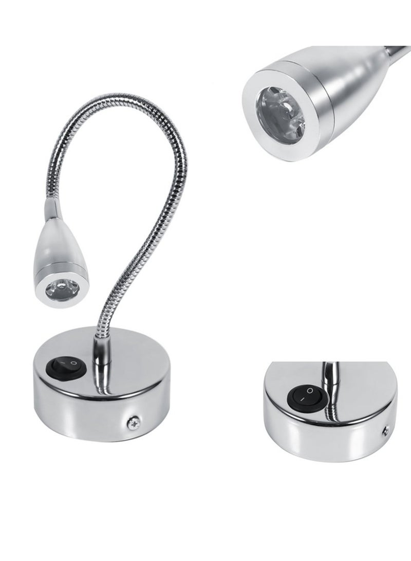 SYOSI LED Wall Lamps, 3W 85-265V Flexible Adjustable Gooseneck Bedroom Bedside Conical Wall Lamp Sconce Reading Light with Knob Switch for Bedroom, Office, Workbench, Studio(with Switch-Warm White) - Image 1