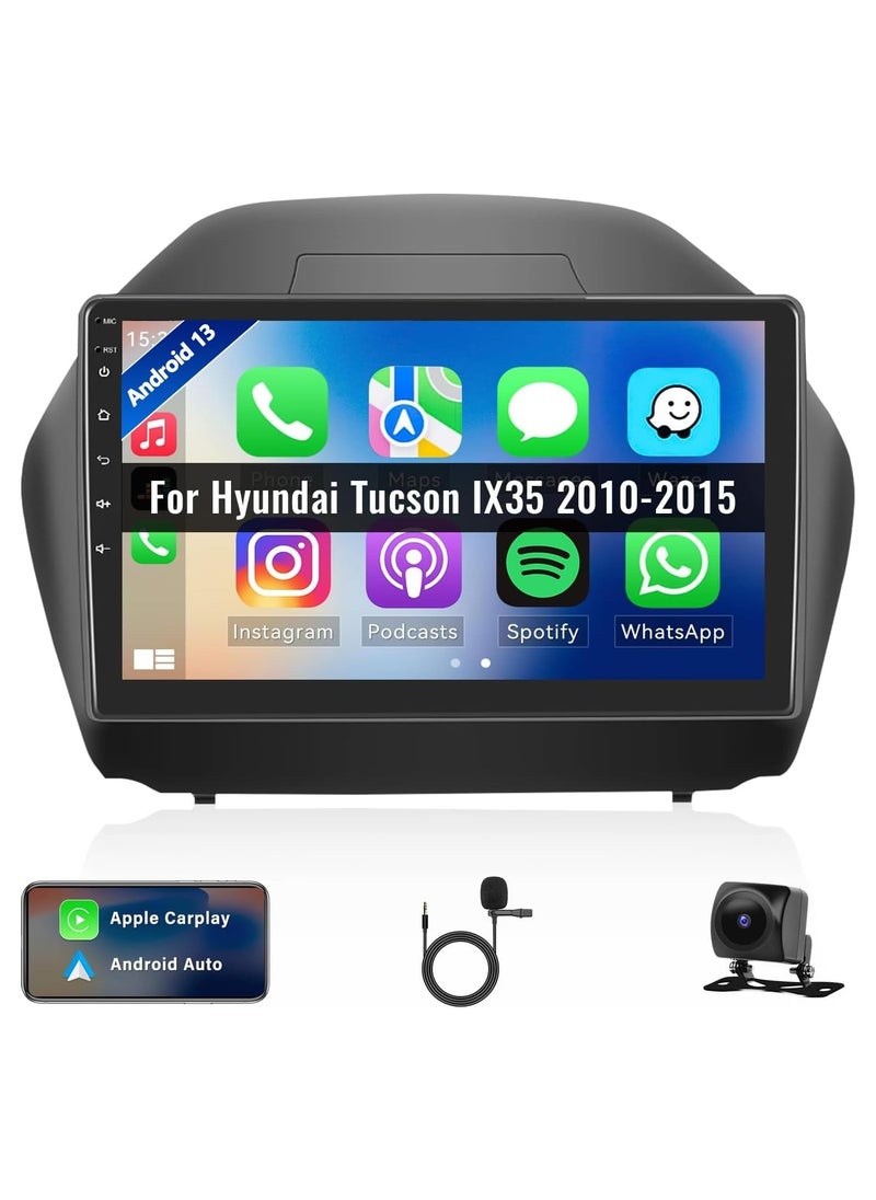 فيريكس راديو سيارة هيونداي توسان IX35 2010-2015، شاشة لمس 10 بوصات، ستيريو سيارة مع CarPlay، Android Auto، بلوتوث لاسلكي، واي فاي، هاي فاي وموازن، نظام ملاحة GPS + كاميرا احتياطية AHD، ذاكرة وصول عشوائي 2 جيجابايت  - Image 1