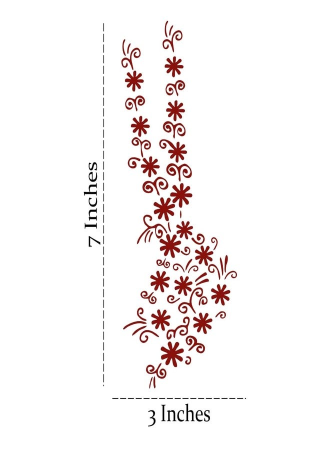 ORDERSHOCK Simple & Floral Small Flowers Art Maroon Mehndi For Festival, Simple Mehndi Sticker For Girls & Women - Image 3