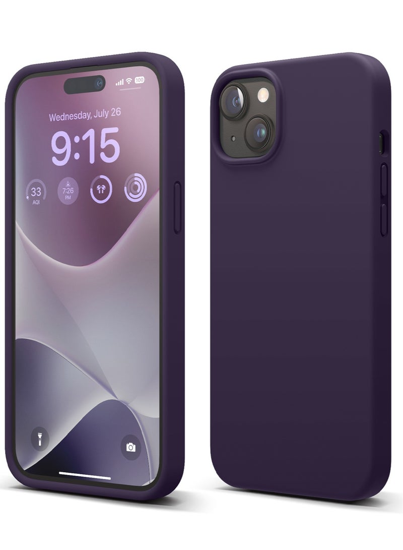 Elago Liquid Silicone for iPhone 15 PLUS Case Cover Full Body Protection, Shockproof, Slim, Anti-Scratch Soft Microfiber Lining - Deep Purple