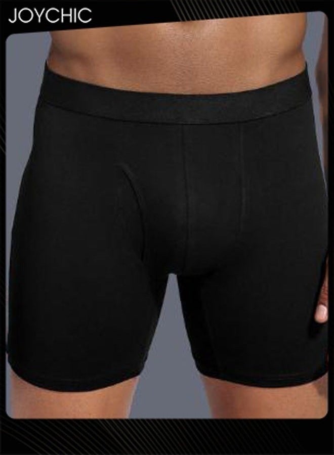 Joychic 5-piece Men Cotton Skin-friendly Breathable Boxer Briefs Solid Color High Stretch Short Panties for All Seasons - Image 2