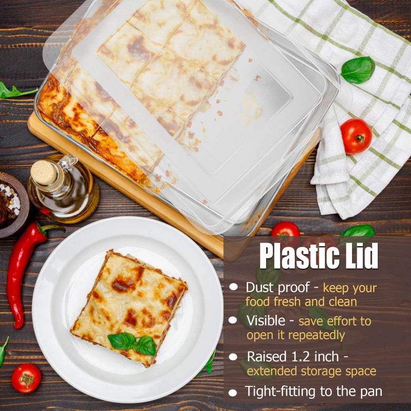 P&P CHEF Stainless Steel Baking Pan with Lid, Rectangular Cake Pans, Sheet Pan Bakeware for Baking Lasagna Brownies, 2-Inch Deep Side & Heavy Duty, Easy to Store & Clean (12.3", 4Pcs) - Image 4