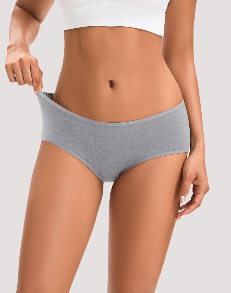 INNERSY Women's Mid Rise Tagless Plain Color Cotton Hipster Panties 6-Pack (XX-Large/9(Hip:44-45.5"), French Grey) - Image 3