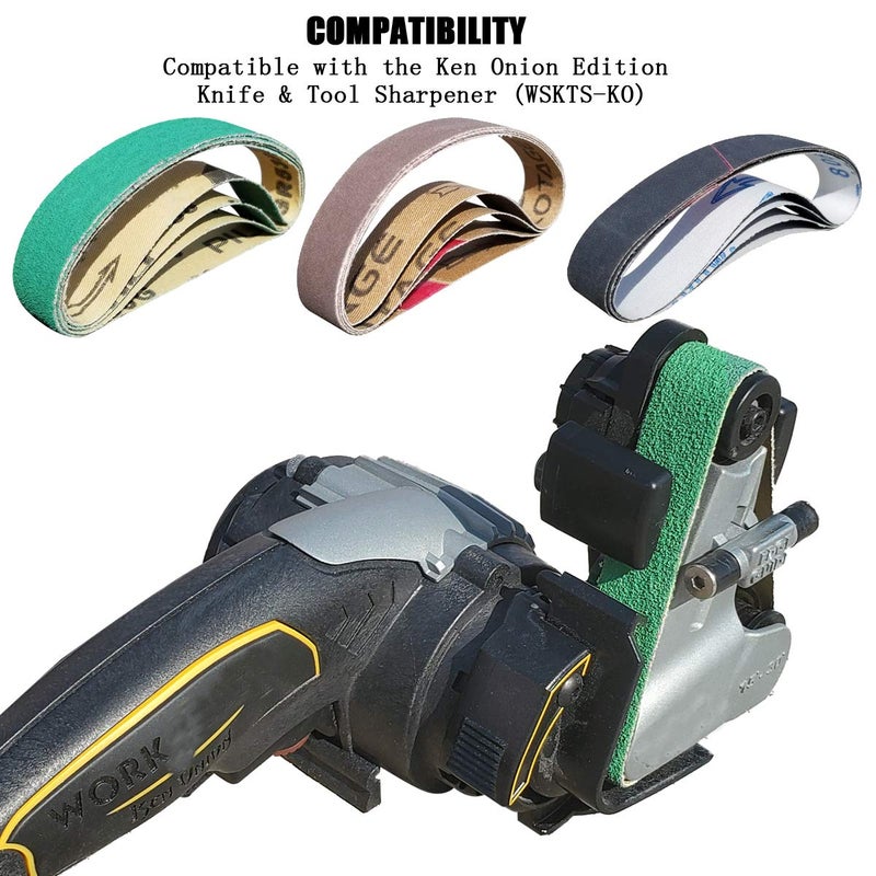 Tockrop 24 Pcs 3/4" x 12" Replacement Knife Sharpener Sanding Belt Kit for Work Sharp Ken Onion Edition (WSKTS-KO) Knife & Tool Sharpener , 80/120/240/400/1000/1200 Grits  - Image 4